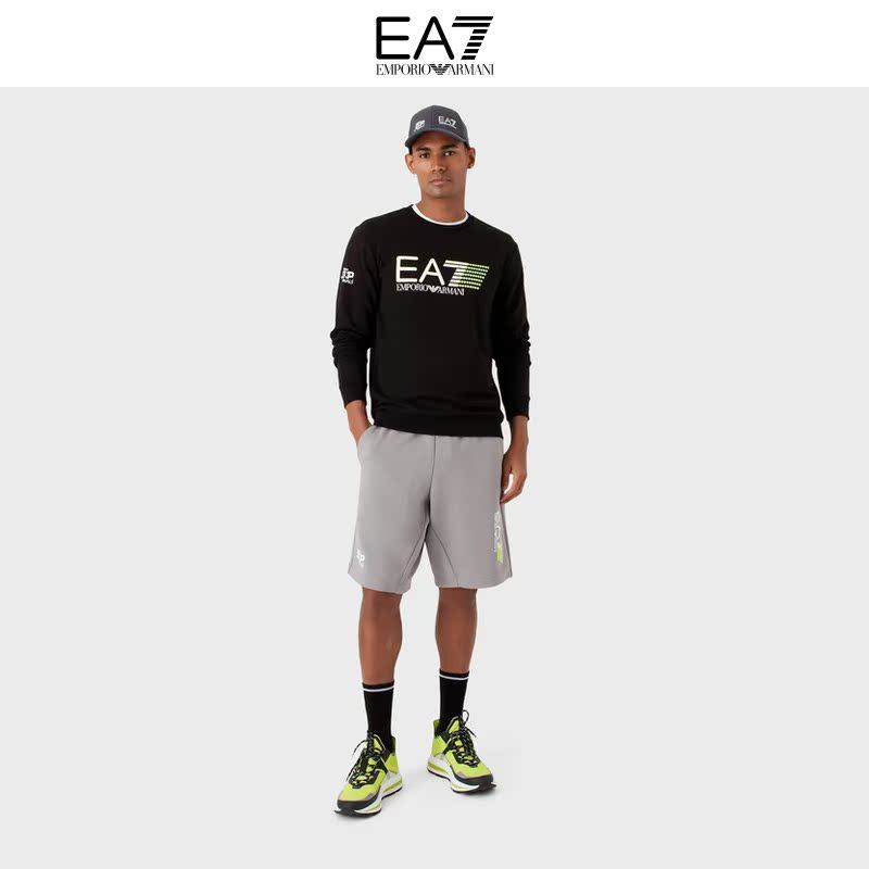 EMPORIO ARMANI/ARMANI EA7/2023 Early Spring สินค้าใหม่ผู้ชายเรืองแสง EA7 โลโก้รอบคอเสื้อกันหนาว