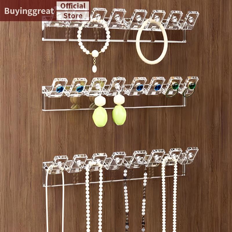 TST 3 ชิ้น Self-Adhesive สร้อยคอ Organizer,ประหยัดพื้นที่เครื่องประดับอเนกประสงค์,ผู้ถือสร้อยคอติดผน