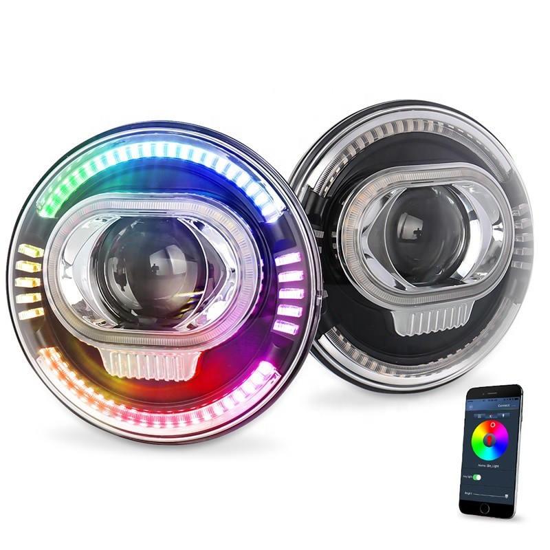 ขายร้อนกว่างโจว OPOO ใหม่ 50W Hi/Low Beam LED ไฟหน้า 7 "RGB รอบ LED ไฟหน้าสําหรับ Jeep*&*&