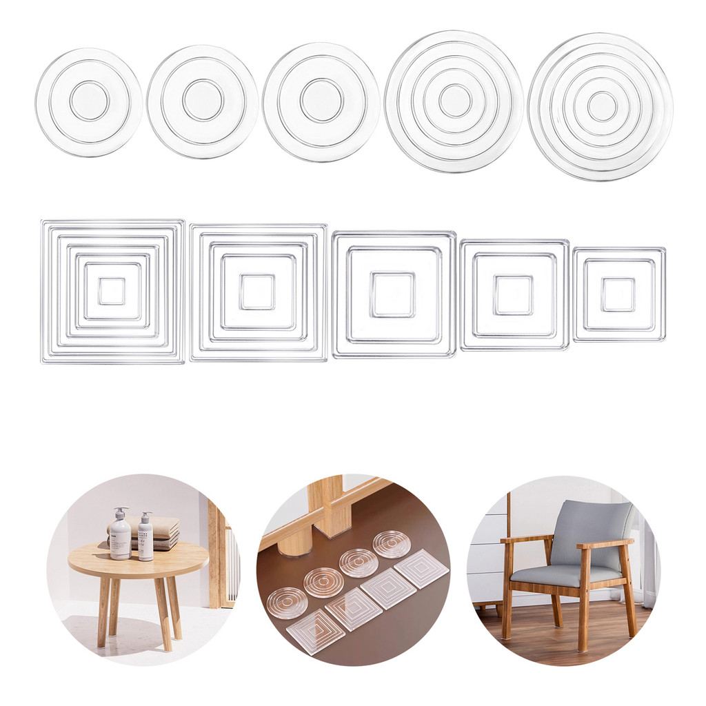 4 Pcs Silicone Anti-Slip Pads - Non-Slip Table and Bed Foot Mats, Clear Anti-Vibration Furniture Fix