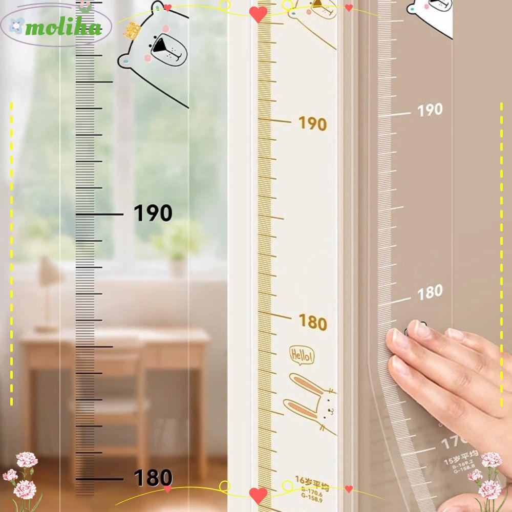 สติ๊กเกอร์วัดส่วนสูง โมลิฮา, แผนภูมิการเจริญเติบโตของเด็กกันน้ําแบบมีกาวในตัว, เทปวัดความสูงโปร่งใสความสูง 2ม แบบถอดได้สําหรับเด็กวัยหัดเดิน