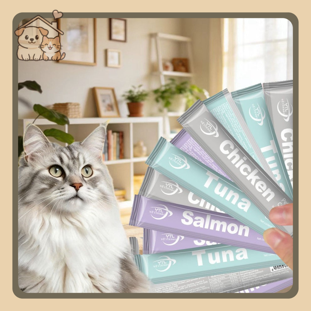 YTL  ขนมแมวนำเข้า ​ครีมแมวเลีย ขนมแมวเลีย ขนมแมวเลีย ขนมเเมวเลีย 15g มีให้เลือก3รส