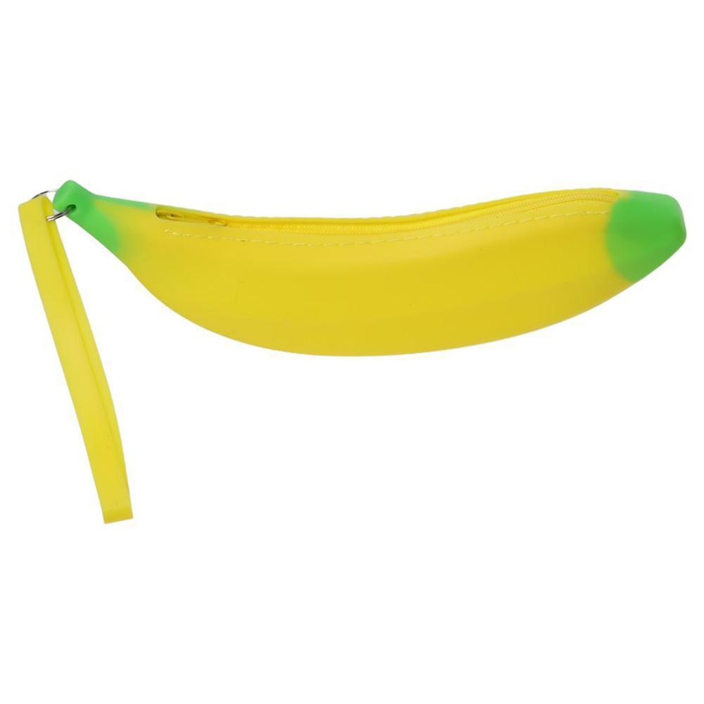 ROSEGOOD Banana Zero Wallet, Banana Shape Yellow Silicone Pen Bag, Big Capacity 2.36*7.87 นิ้ว Silic