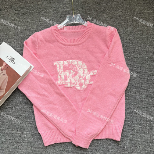 ดิออร์1177 สไตล์ใหม่รอบคอ ผ้าแจ็คการ์ด แขนยาวสำหรับผู้หญิง