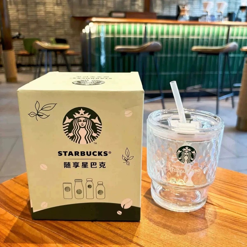 Ins Starbucks Starbucks Sparkling Straw Cup 2025 สินค้าใหม่ แก้วใสประกาย ถ้วยกาแฟดื่มคู่