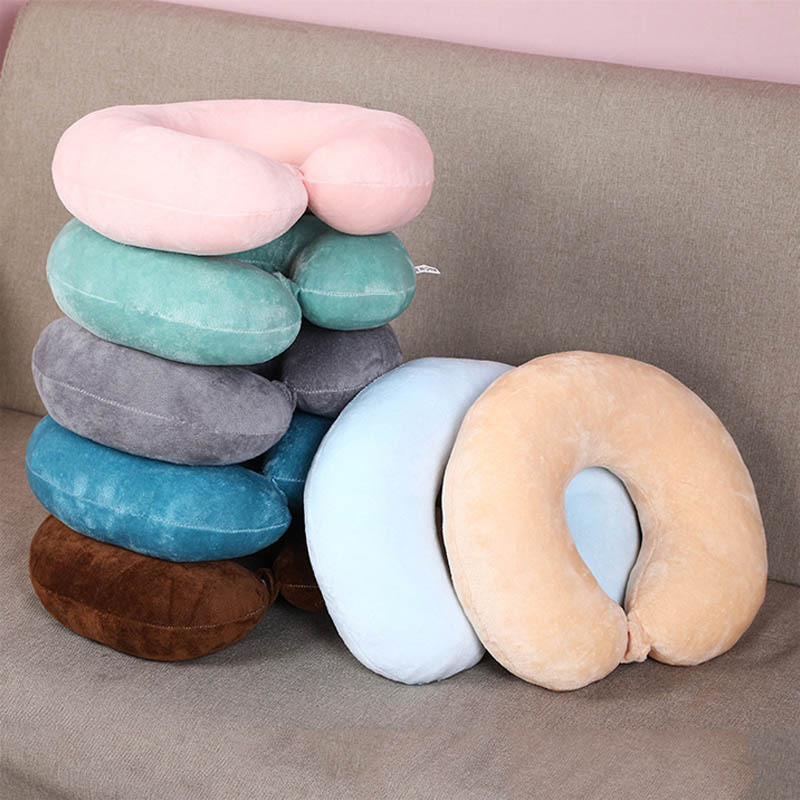 PP ผ้าฝ้ายสีทึบ U-Shaped หมอน Headrest สํานักงาน Nap หมอน Travel U-Shaped ปากมดลูกป้องกันคอหมอน 2025