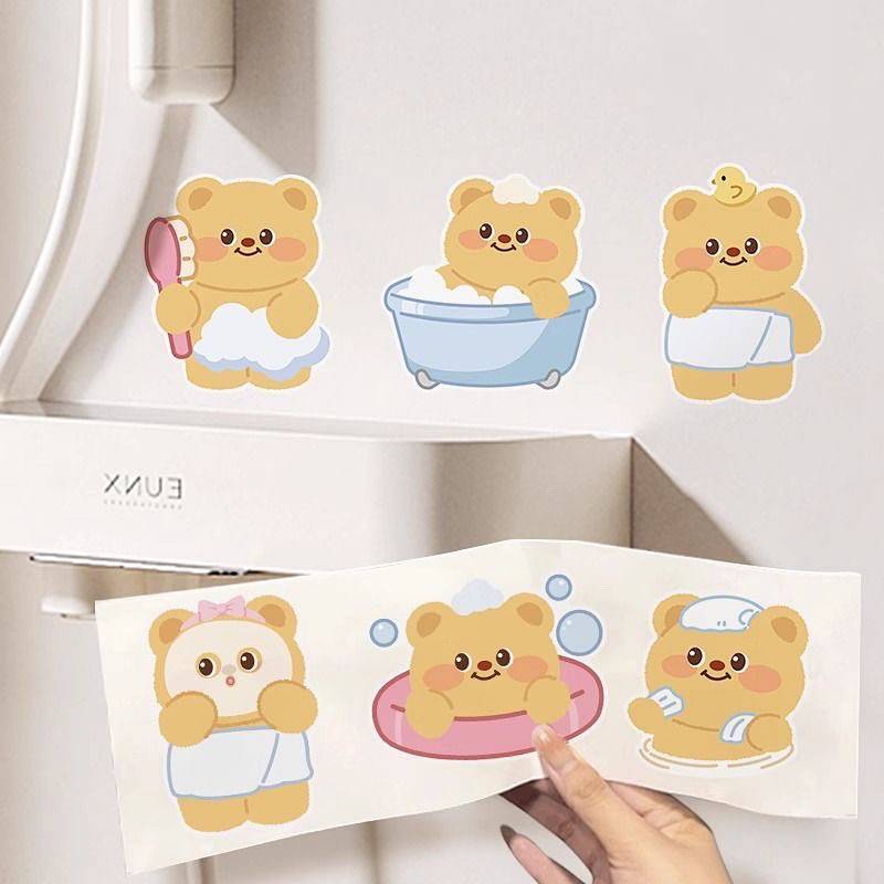 Cute Bear Bear Bathroom Waterproof Stickers Bedroom Room Ugly Hole Covering Wall Pattern Decoration 
