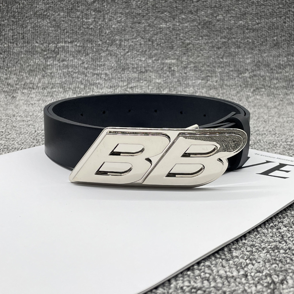 Influencer Paris BB House ผู้ชายผู้หญิงเข็มขัดเข็มขัดตัวอักษรกว้างเข็มขัดหรูหรา Casual อารมณ์โลโก้ขน