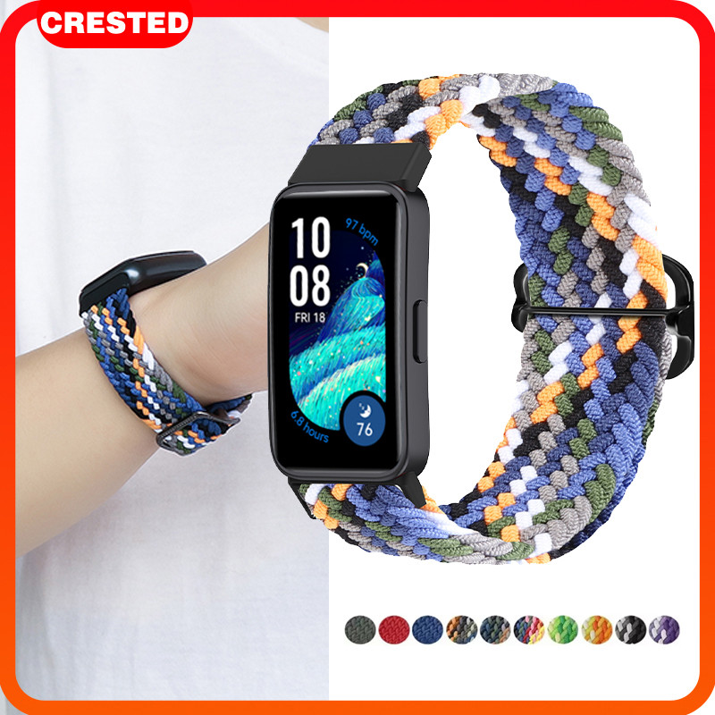 สายไนล่อนถัก for Smartwatch Huawei Band 10 9 8 NFC ยืดหยุ่น Scrunchie กีฬาสายรัดข้อมือสายทดแทนสายรัดข้อมืออุปกรณ์เสริม