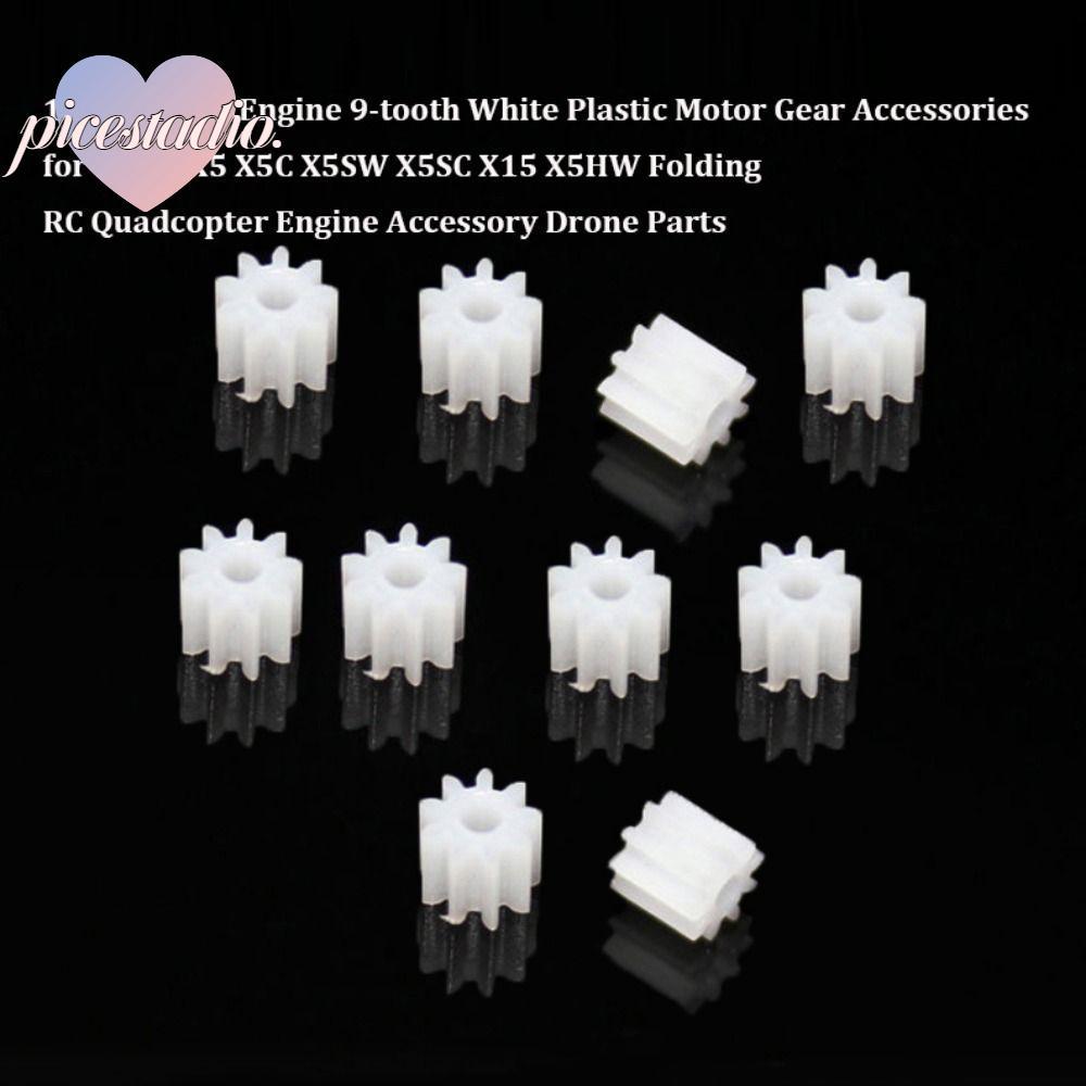 PICESTADIO 10 ชิ้นมอเตอร์เกียร์, 9 ฟันพลาสติกมอเตอร์เกียร์,พับ Quadcopter Drone อะไหล่สําหรับ SYMA X