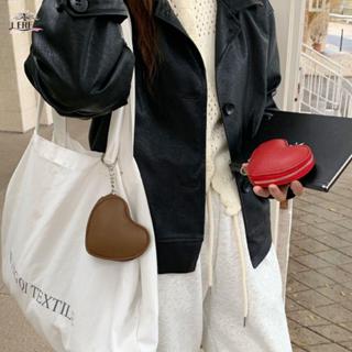 Jeremy1 กระเป๋าใส่เหรียญและบัตรหนังPU แบบหัวใจรูปทรงคute สไต…