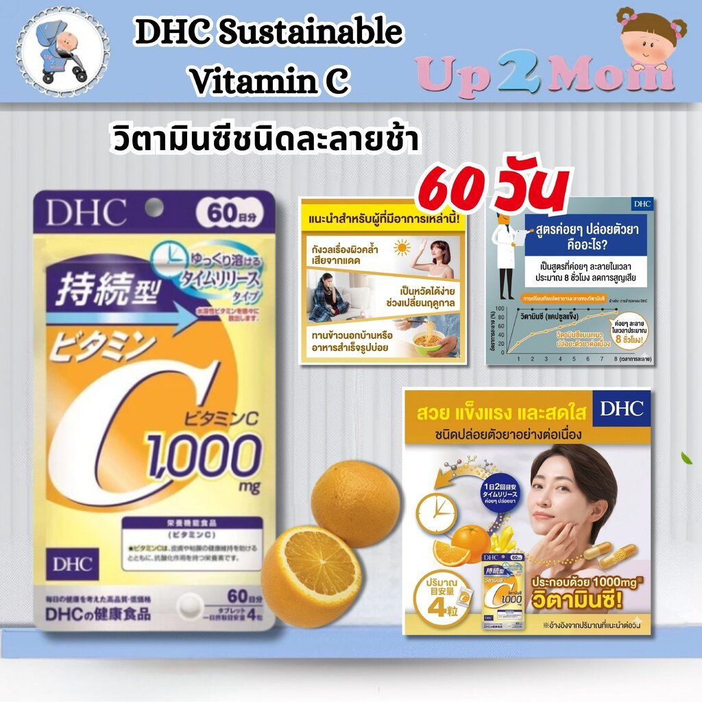 วิตามินซีชนิดละลายช้า 60 วัน🍊DHC Sustainable Vitamin C