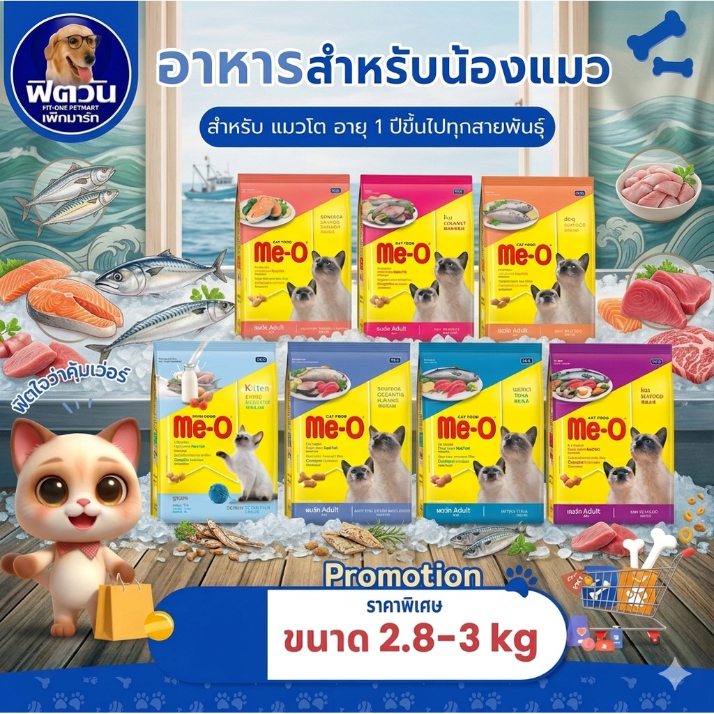Me O อาหารแมวมีโอ ขนาด 2.8 3 Kg{อาหารแมวเม็ด}