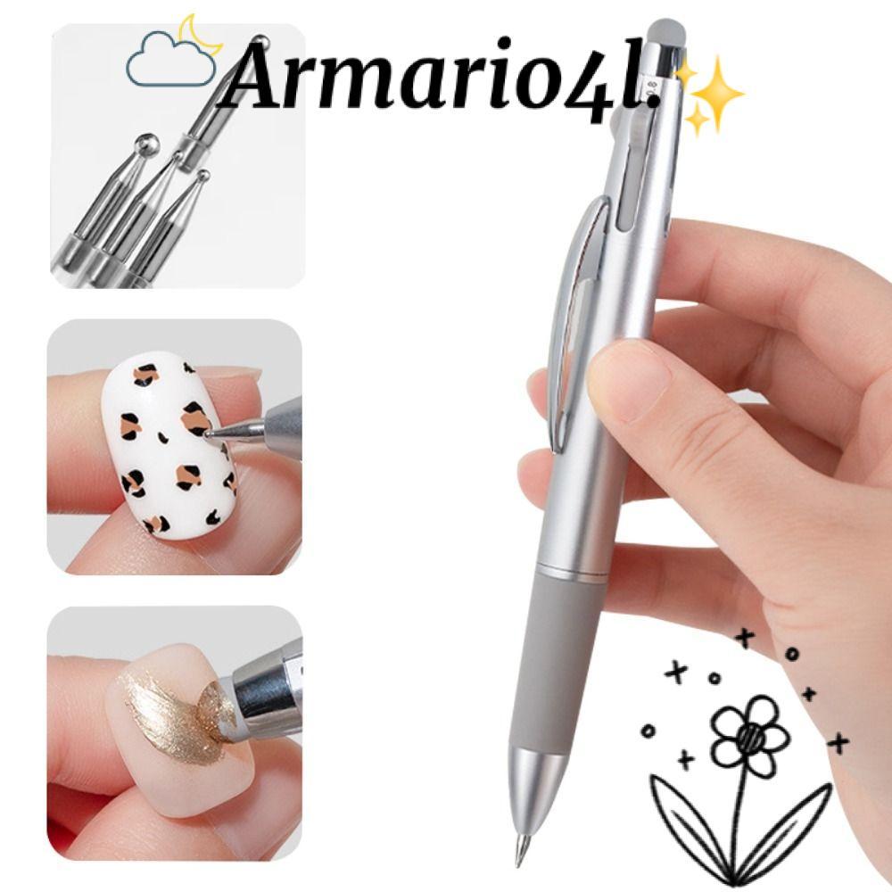 ARMARIO ปากกาดอทเพ้นท์เล็บ, กดประเภท 4-in-1 ปากกาดอทเล็บ, มืออาชีพหลายขนาดปากกาลูกลื่นออกแบบเครื่องมือทําเล็บมืออาชีพ Rhinestone Picker