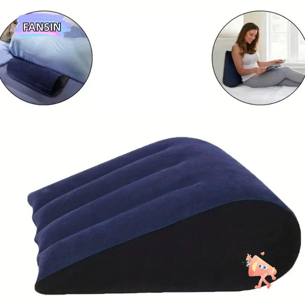 FANSIN หมอนซิลิโคน, Inflatable PVC Flocking Magic Cushion, ของขวัญสามเหลี่ยมกระบอก Wedge Blue + สีดํานุ่มสามเหลี่ยม Pad Home
