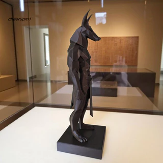 CHEER Anubis เครื่องประดับ Minimalist Anubis ตกแต่ง 3d พิมพ์ Anubis รูปปั้นตกแต่งโต๊ะ – สีดําด้าน Minimalist Low-poly Design ฐานสี่เหลี่ยมมั่นคงเหมาะสําหรับโฮมออฟฟิศ Study