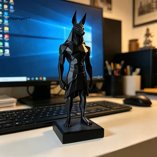 CHEER Anubis เครื่องประดับ Minimalist Anubis ตกแต่ง 3d พิมพ์ Anubis รูปปั้นตกแต่งโต๊ะ – สีดําด้าน Minimalist Low-poly Design ฐานสี่เหลี่ยมมั่นคงเหมาะสําหรับโฮมออฟฟิศ Study