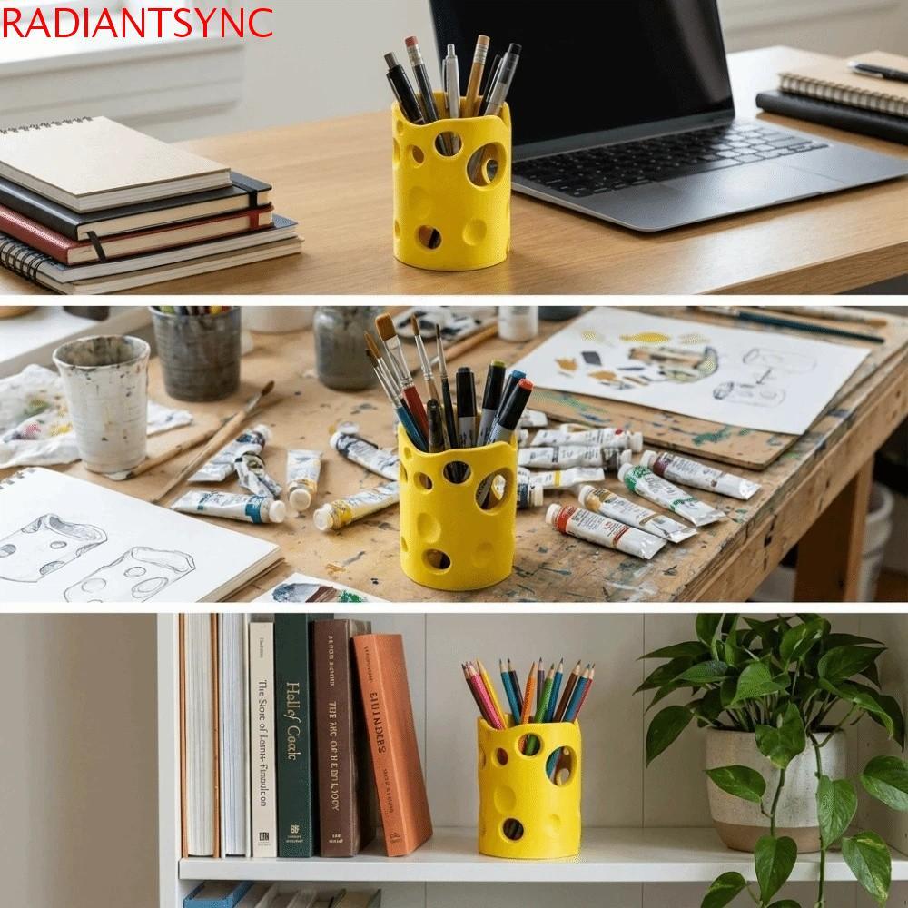 RADIANTSYNC ถ้วยปากกาชีส, ที่เก็บดินสอ 3D พิมพ์ Creative Ninja ที่ใส่ปากกา, คอนเทนเนอร์ Creative Design Desktop Storage แปรงแต่งหน้าขาตั้งปากกา Home
