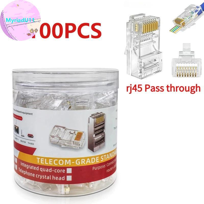 MyriadU 100PCS Cat6 UTP FTP Modular Plug สายเคเบิลเครือข่ายสําหรับ Solid Stranded Wire ความเร็วสูง E