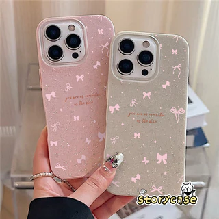 เหมาะสำหรับ OPPO Reno 13F 11F Reno 16F 15F 16 15 11 8T 5 11 5F 10 12 15 12F 6z 14 14F เคสโทรศัพท์แวววาวที่มีโบว์สีชมพู