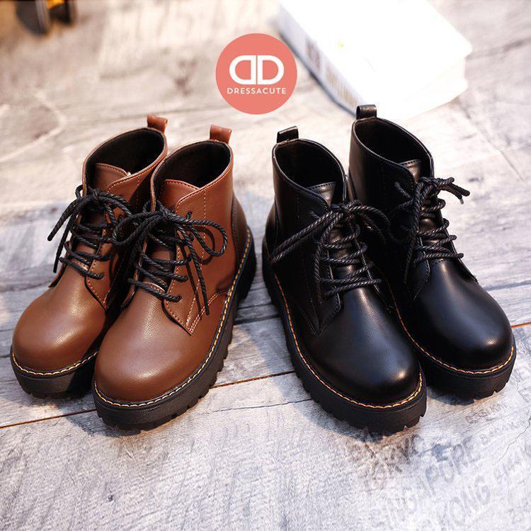 ️ A34 รองเท้าหนังสไตล์เกาหลี ข้อสูง คอสเพลย์ cosplay