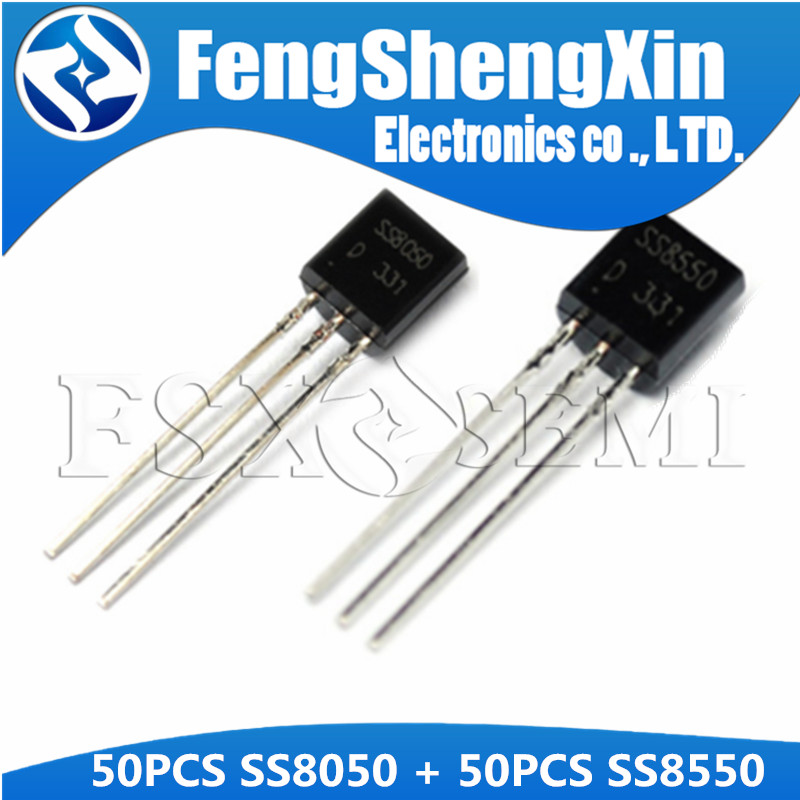 100 ชิ้น 50 ชิ้น SS8050 + 50 ชิ้น SS8550 ทรานซิสเตอร์ NPN PNP TO-92 IC