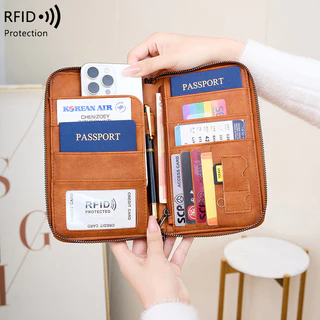 กระเป๋าพาสปอร์ตกันรีด RFID กันแม่เหล็ก มีซิป ใส่เอกสาร ตั๋วเครื่องบิน อเนกประสงค์