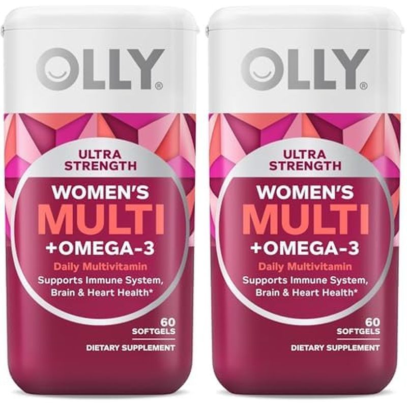 OLLY Ultra Strength Womens Multi Softgels, Overall Health and Immune Support, Omega-3s, Iron, Vitami