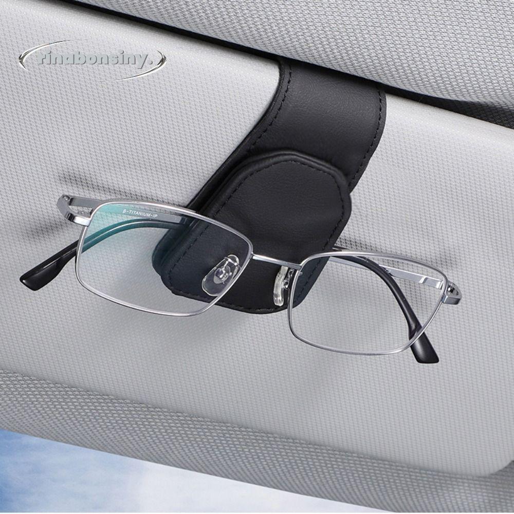 RINABONSINY ที่แขวนแว่นตา, หนัง Multi-Function Car Sunglass Holder, คุณภาพสูง Universal Sun Visor แว่นตาคลิป