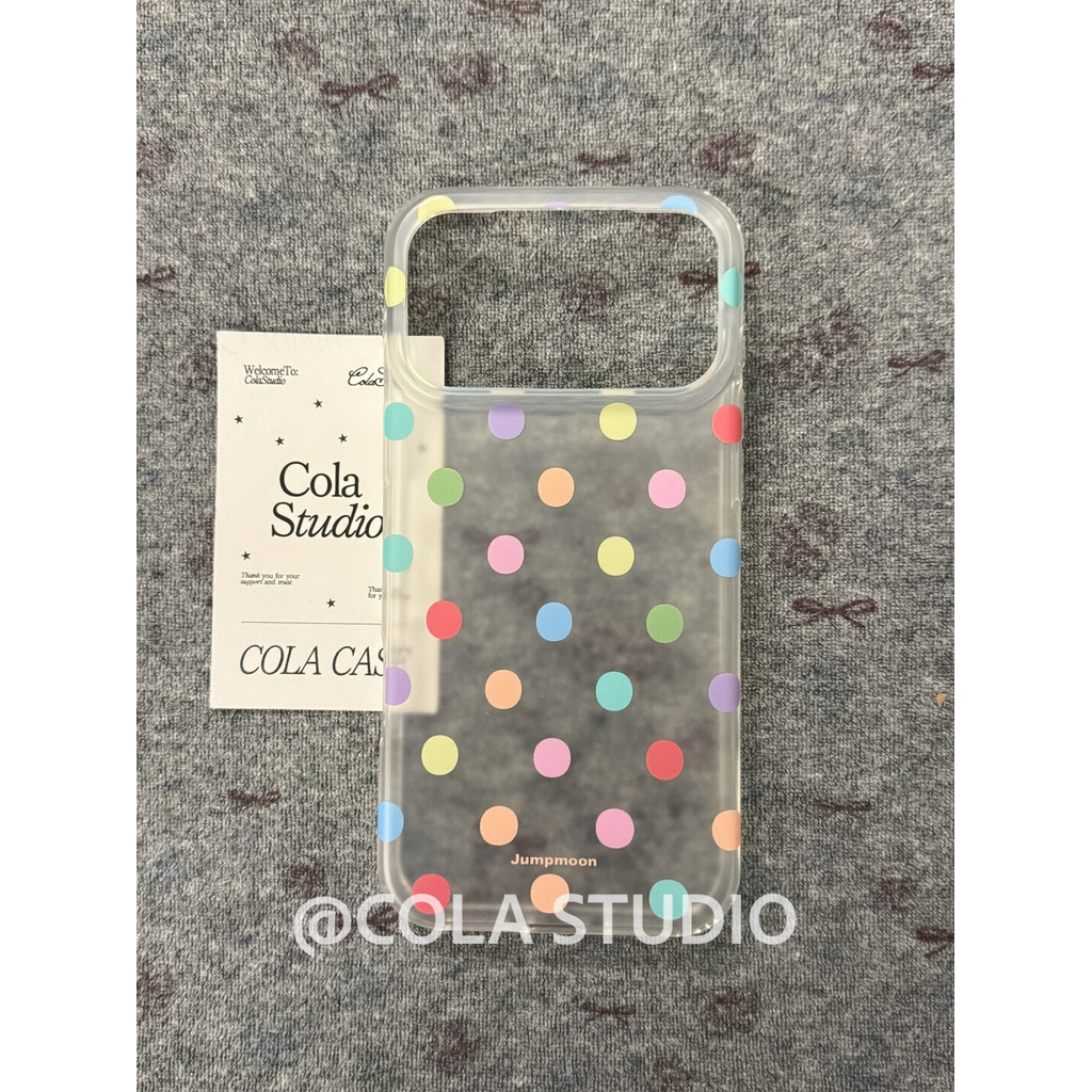 เคสโทรศัพท์กึ่งโปร่งใสสีสัน Polka Dot Double Layer Matte กันกระแทกสไตล์เกาหลีสําหรับ iPhone 17 Pro Max 16 Pro Max 15 Pro Max 14 Pro Max