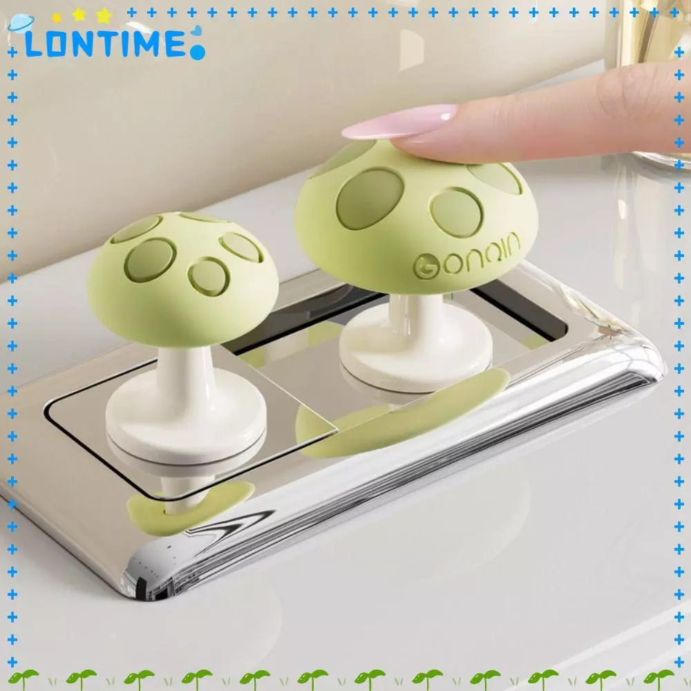 LONTIME ปุ่มกดถังชักโครก, กาวเล็บป้องกันห้องน้ํากดปุ่ม, เห็ดรูป Creative Multifunctional ถังน้ํา Push Switch