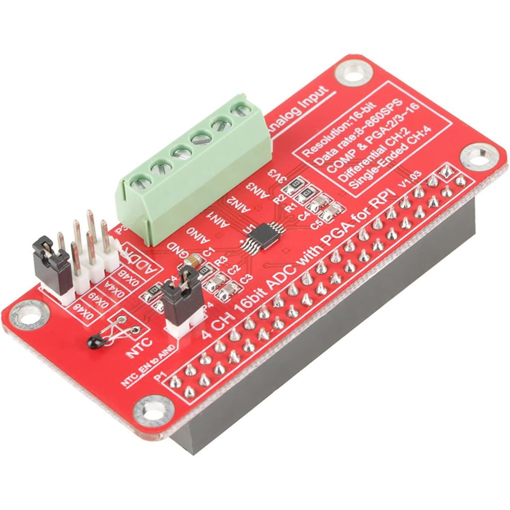 Hapivida โมดูล ADC 4 ช่อง, 16 บิต ADC พร้อม PGA ADC Analog to Digital Converter โมดูลสําหรับ 3/2/B