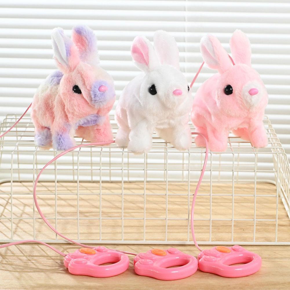 ตุ๊กตาไฟฟ้ากระต่ายตุ๊กตากระต่าย Interactive Soft ของเล่นกระต่ายเด็กเดินของเล่นการศึกษา N2j3