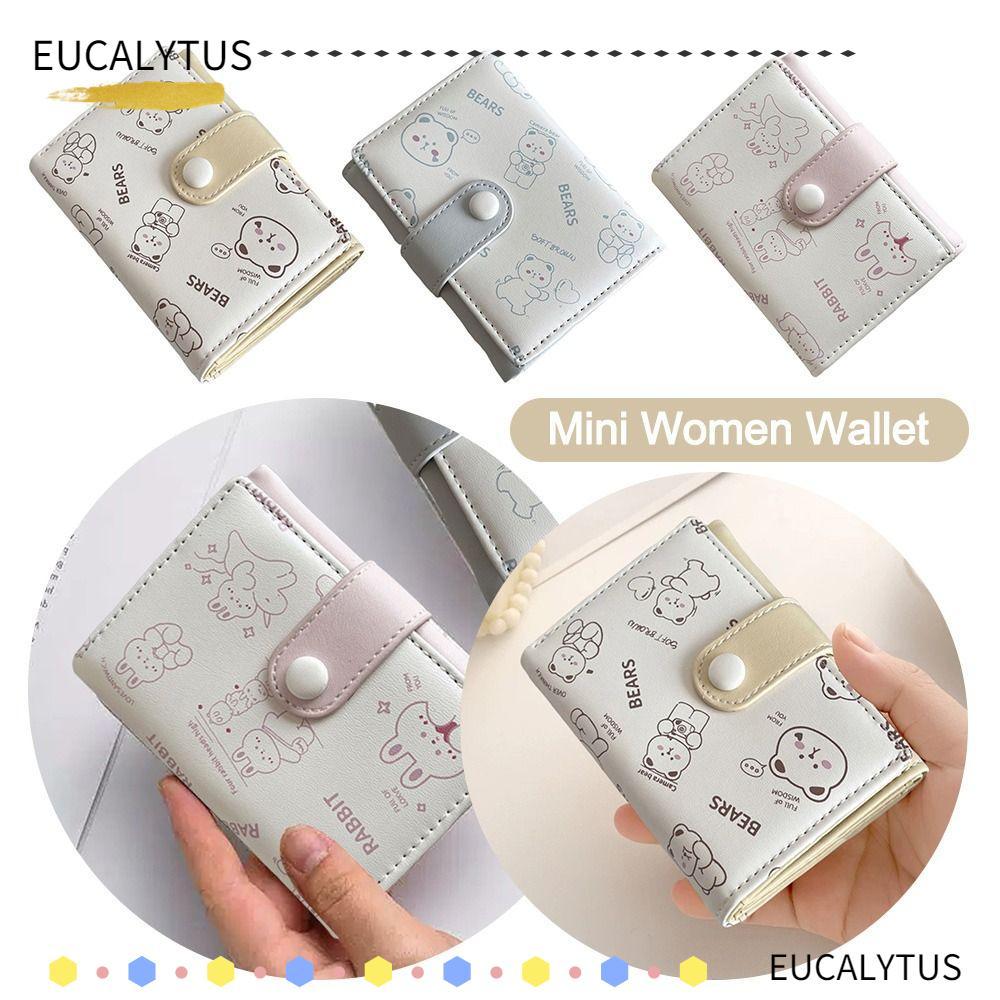 EUCALYTUSTH กระเป๋าเงินผู้หญิง พกพาสะดวก น้ำหนักเบาทrios-fold ทำจากPU