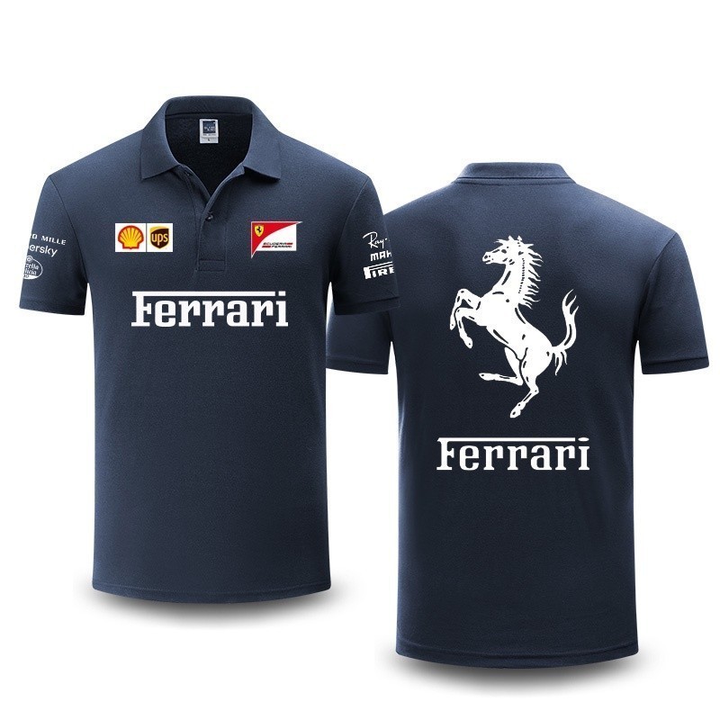 2025  เสื้อโปโล 2022 New F1 Racing Suit + Ferrari Team F1 POLO Shirt + Unisex Summer POLO Shirt เสื้