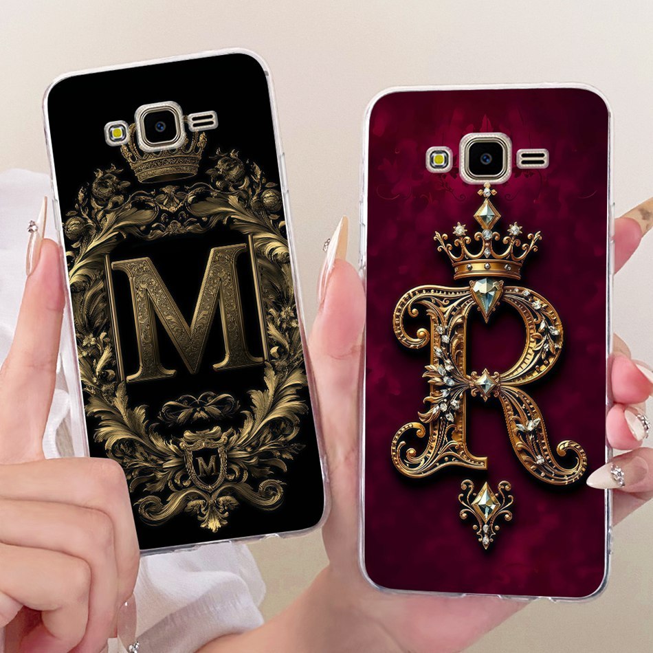 สําหรับ Samsung Galaxy J7 Core / J7 Nxt / J7 Neo / J7 แฟชั่น Crown จดหมายเริ่มต้นคู่เคสโทรศัพท์ซิลิโ