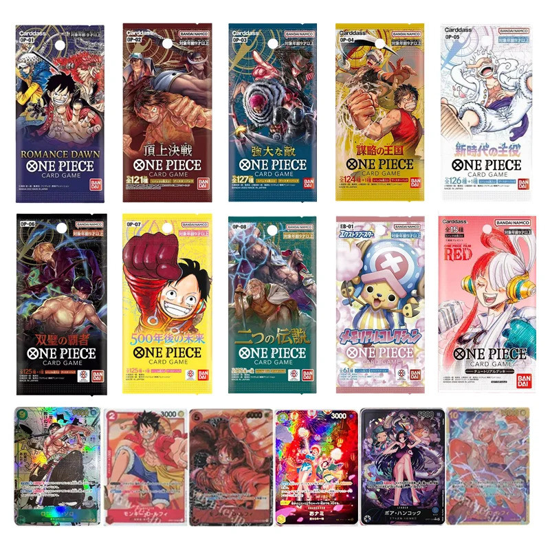 Bandai การ์ด One Piece ญี่ปุ่น Op01 Op05 Op08 Op09 Trading Booster Box Luffy การ์ดหายากสะสมของขวัญ