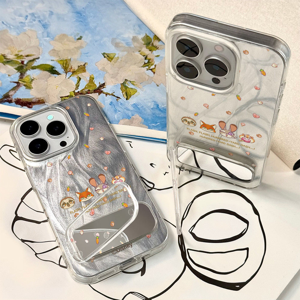 เคสโทรศัพท์หรูหราแบบตั้งกระจกลายการ์ตูนแฟชั่น For iphone 17 15 16 13 11 12 14 Pro Max 7Plus XR 16 14 15 Plus X XS MAX SE - รูปที่ 5