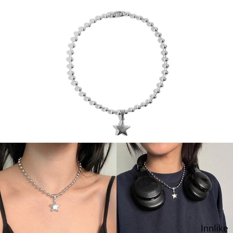 INN Aesthetic Star Pendant Necklace Hip Hop Pentagram Chain Necklace Girls Jewelry