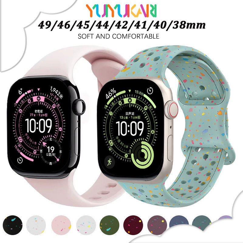 สายยางซิลิโคนกีฬาอ่อนสำหรับ for Smartwatch Iwatch Ultra 3 2 SE Series 11 10 9 8 7 49 46 45 44 42 41 38มม. สายรัดข้อมือ
