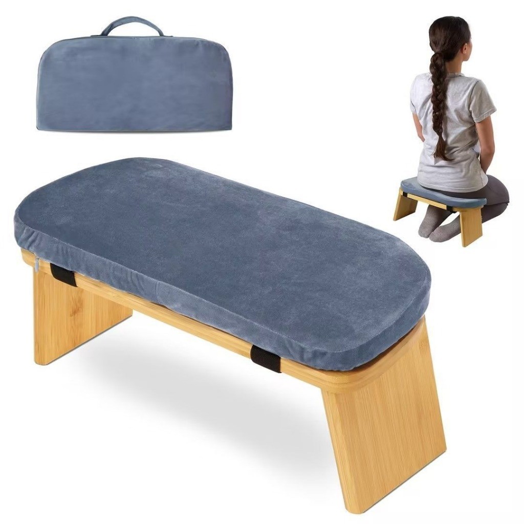 Solid Wood Meditation Stool Cross-Legged Yoga Kneeling Stool Meditation Zen Stool Kneeling Posture S
