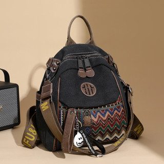 กระเป๋าเป้ยีนส์ปักสไตล์ชาติพันธุ์ สำหรับการเดินทางระยะสั้น ท…