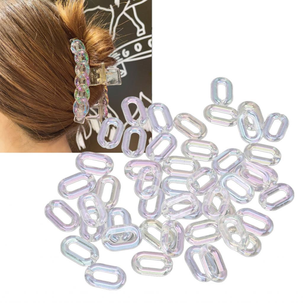 Hhi SWOOQ อะคริลิค Chain Link แหวนโปร่งใส 50 ชิ้นสีชุบสําหรับงานฝีมือ DIY สร้อยคอเครื่องประดับทํา