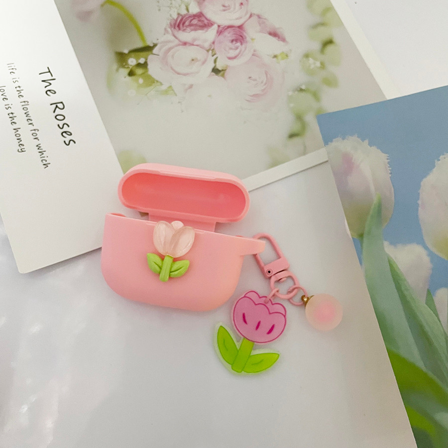 แฟชั่น tulip ดอกไม้หูฟังสําหรับ baseus WM01 / WM02 02+ เคสซิลิโคนได้ยินสําหรับ baseus WM02 กรณี