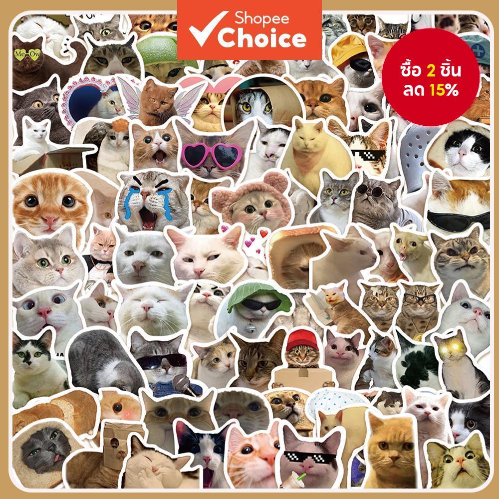 ชุดสติ๊กเกอร์อิโมจิแมวตลก, สติ๊กเกอร์กันน้ําแมวน่ารัก 50/100 ชิ้น, สติกเกอร์แล็ปท็อปโทรศัพท์สัตว์สําหรับกระเป๋าเดินทาง DIY