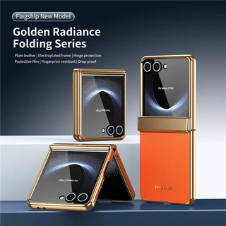Electroplated กรอบบานพับเคสโทรศัพท์สําหรับ Samsung Galaxy Z Flip 8 Flip 7 Z Flip 6 Z Flip 5 Z Flip 4 over พร้อมฟิล์มนิรภัย
