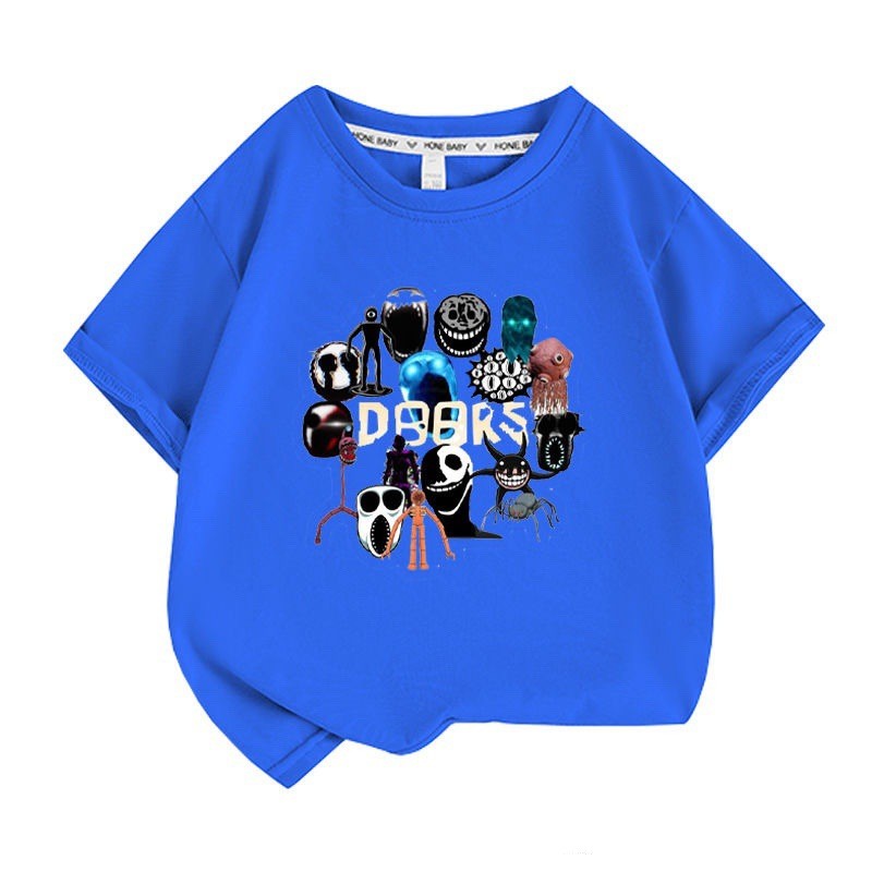 เกาหลีเกาหลี2026ก่อนประตูหนีประตูแขนสั้นประตูRobloxรูปชายรอบคอหลวมสบายเสื้อยืดCOD 7AJT