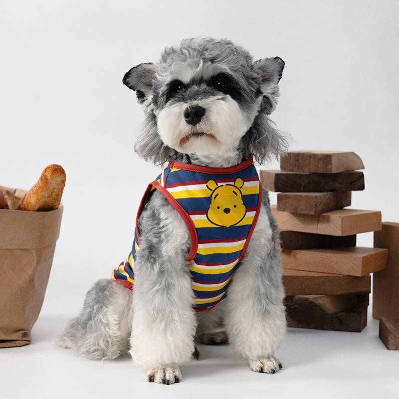 Retro Cartoon Dog Vest Summer Thin Pure Cotton Breathable Schnauzer Corgi and Shiba Inu Pet Cat Clot