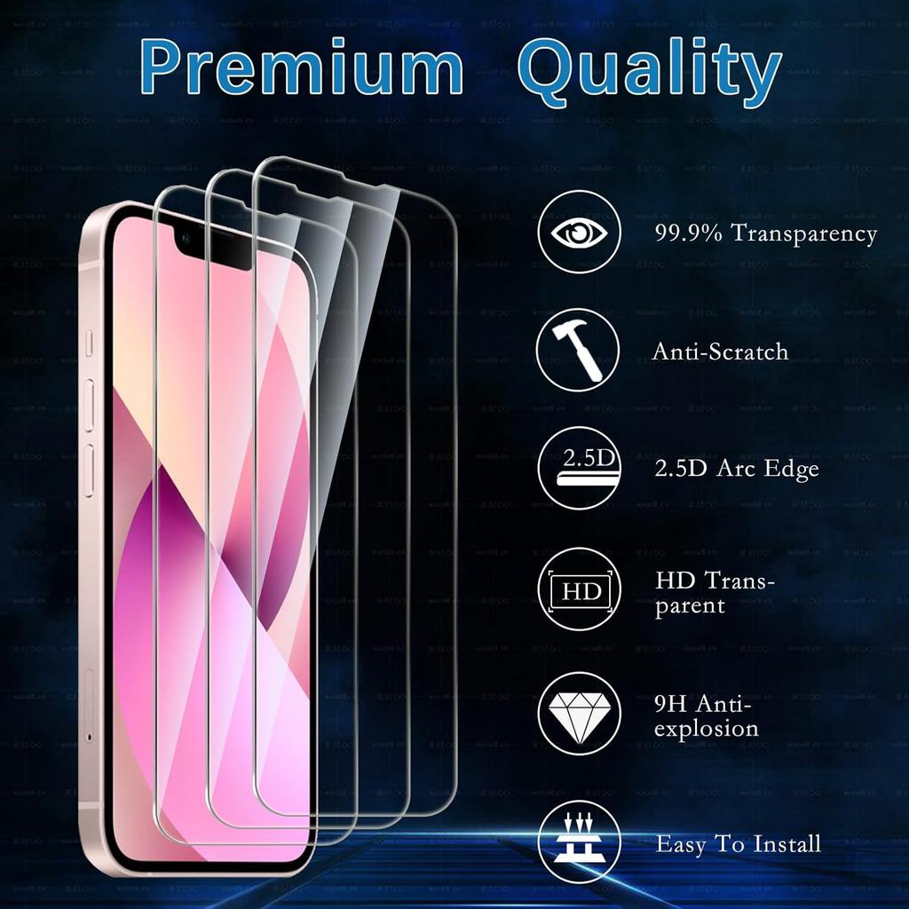 กระจกนิรภัยสําหรับ IPHONE 16 16 PRO 16E 16 PRO MAX / 15 15 PLUS 15 PRO 15 PRO MAX / 14 14 PRO 14 PLU