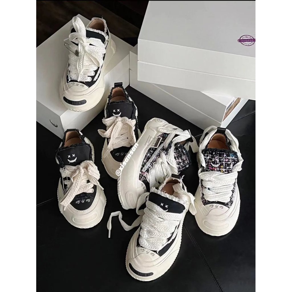 [Details รวมสนับสนุนยิงจริง] Wu Jianhao 2.0 xVESSEL SMILENCE ซ่อน Low-Top Open Smile รองเท้าผ้าใบหนา